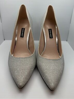 Nine West Silver Glitter Pointed Pumps
